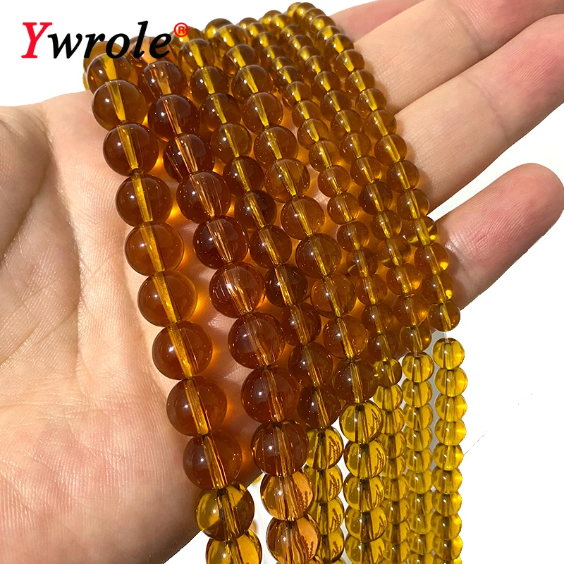 Hot Amber Glass Natural Loose Round Stone Spacer Beads Crystal For Jewelry Making DIY Bracelet Earrings Handmade Accessories