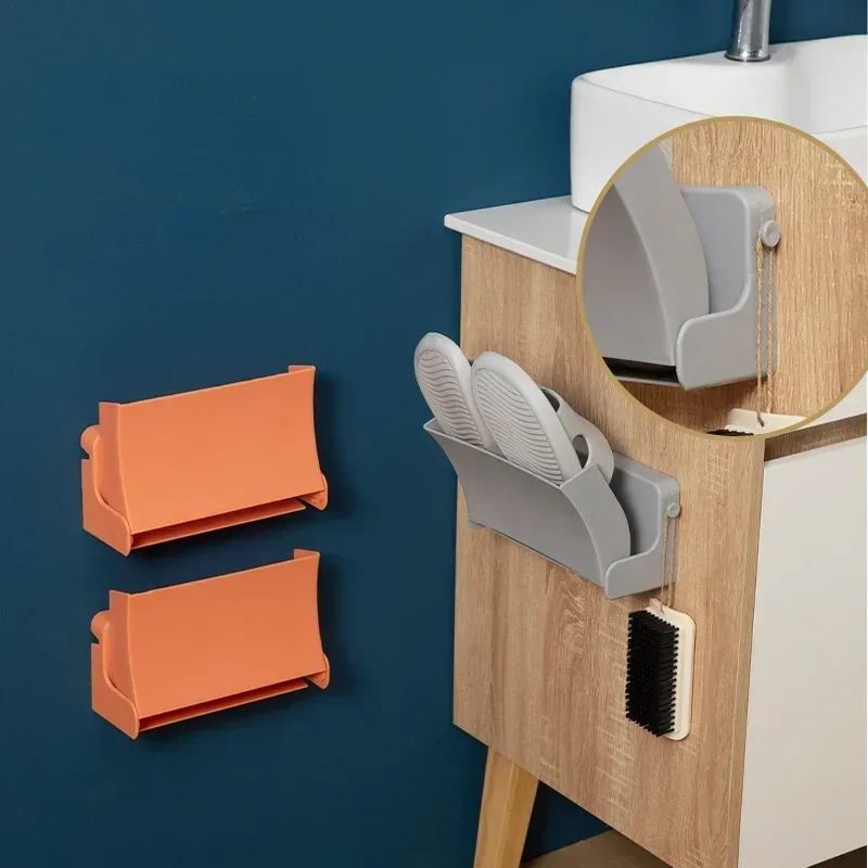 Wall Mount Slippers Hanging Shelf Holder Storage Rack Foldable Shoes  Double-layer Organizer