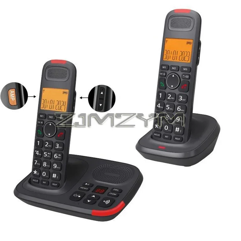 Landline Phones Handset Cordless Phone With Answering Machine Backlight Support 16 Languages For Office