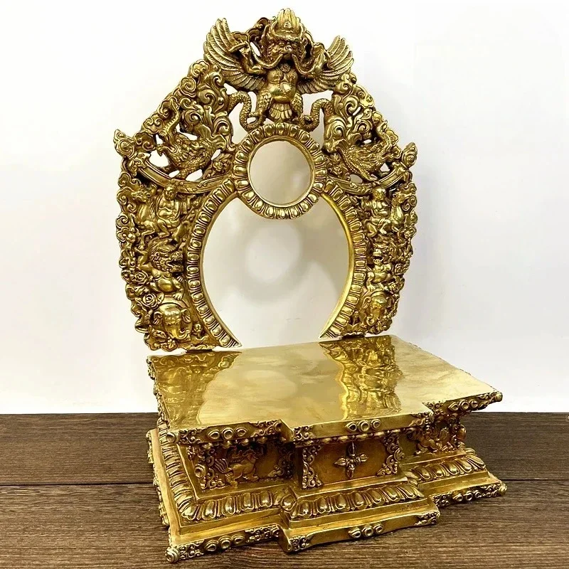 Tibetan Tantra Large Pure Copper Buddha Statue Base Seven-Inch Backlit Diamond Seat Buddhist Platform Copper Ornament