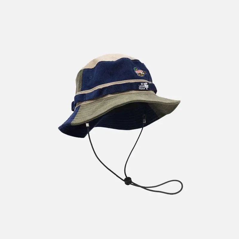 2026-human-made-bucket-hat-patchwork-design-unisex-sun-protection-retro-casual-cap