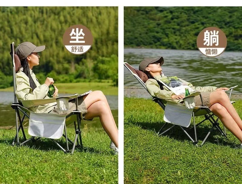 야외 접이식 라운지 의자 휴대용 초경량 낚시 의자 해변 캠핑 감독 의자 등받이 작은 의자 점심 시간