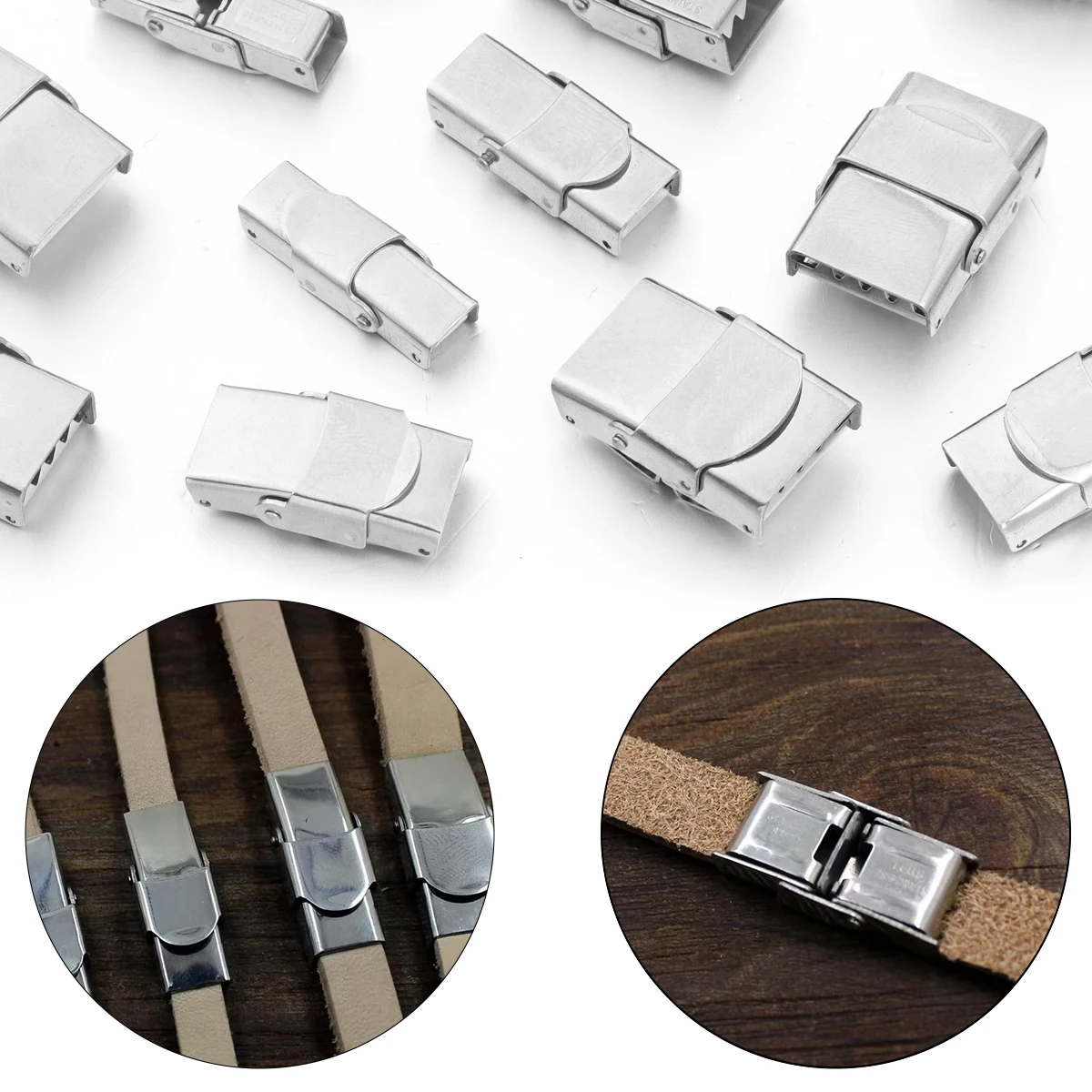 5pcs/lot Stainless Steel Clasp Crimp Jaw Clasps Hook Leather Clasps Fastener Buckle For DIY Bracelet Jewelry Making Connectors - view 2