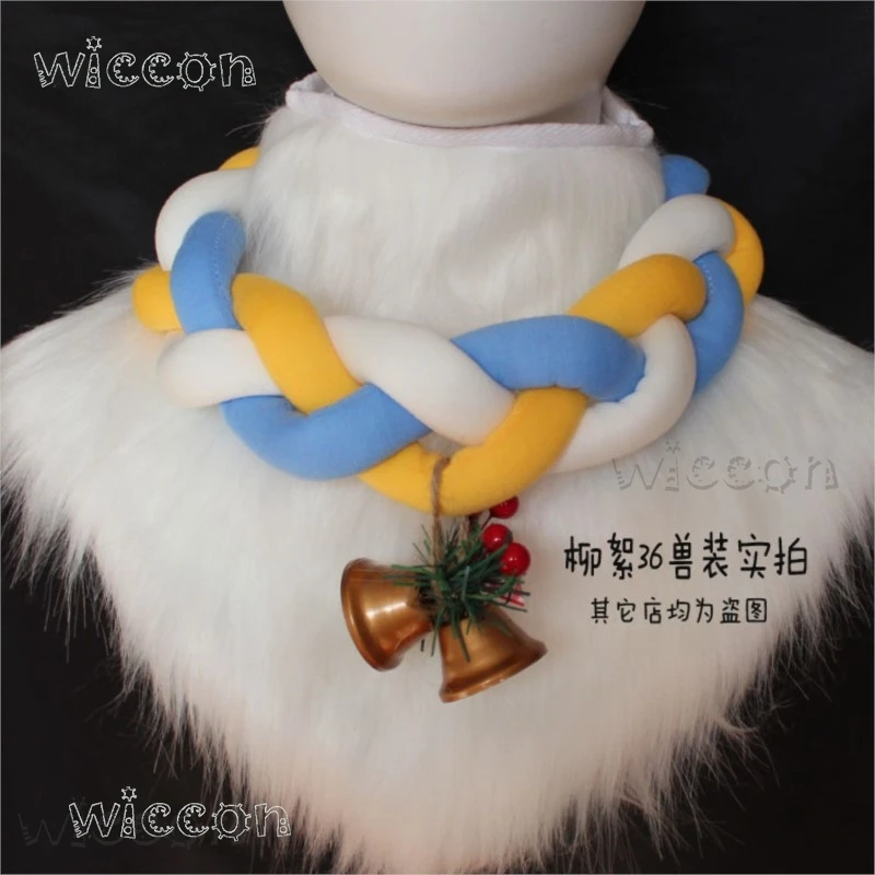 벨 초커 피그테일이 있는 퍼슈트 독특한 액세서리 애니메이션 코스프레 의상 크리스마스 선물 고품질 쇄골 체인 목걸이