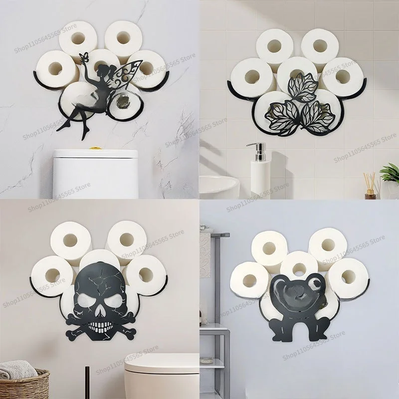 For Creative Storage Tissue Holder, Living Room, Kitchen, Wrought Iron Wall Hanging Paper Holder