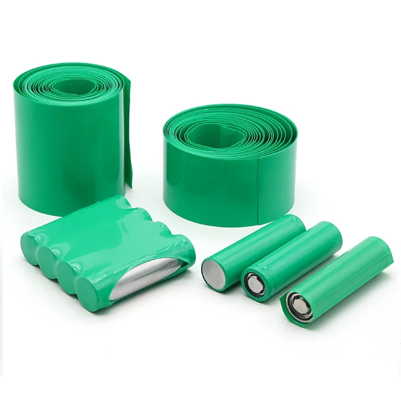 7mm ~ 330mm Green 18650 Lipo Battery PVC Heat Shrink Tube Pack 1M~20M Insulated Film Wrap Lithium Case Protection Cable Sleeve