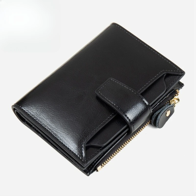 ​Vintage Genuine Leather Women's Wallet with RFID-Blocking Spacious Zip Coin Compartment & Multi-Function Design​