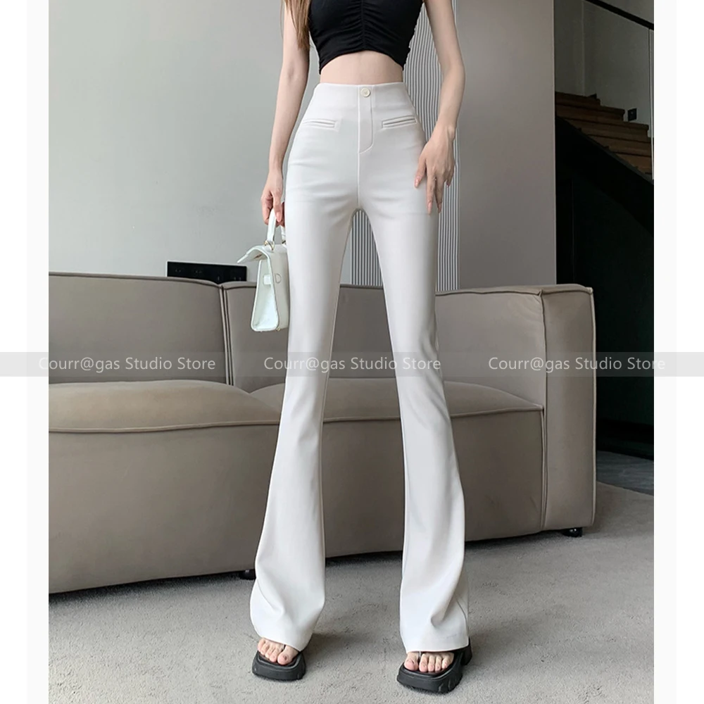 

American retro high street tight micro flared trousers women 2024 new fashion versatile high-waisted trailing trousers