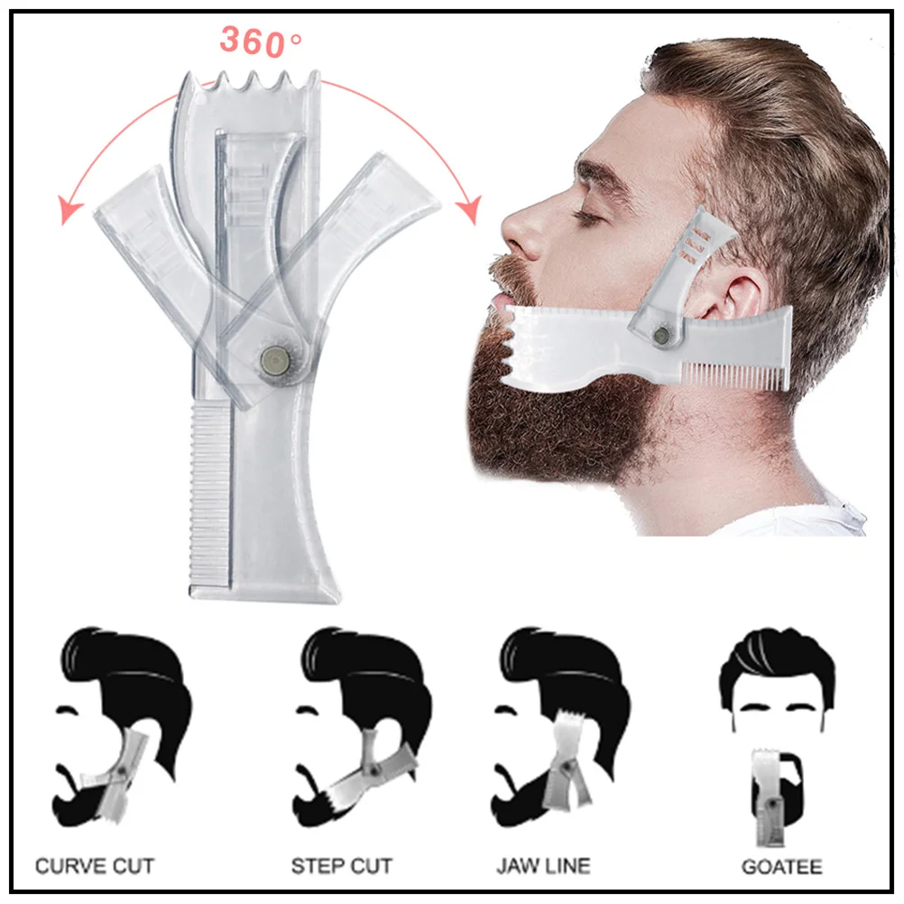 

Beard Shaping Tool Rotating Beard Styling Template Comb Men Mustache Grooming Shaping Stencil Self- Haircut Trimming Tool for