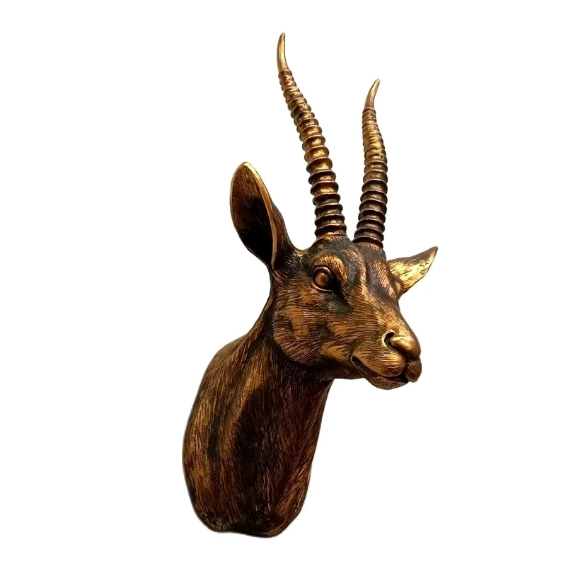 

Handmade Antelope Bust Statue Wall Hanging Resin Goat Sculpture Living Room Wildlife Ornament Craft Decor