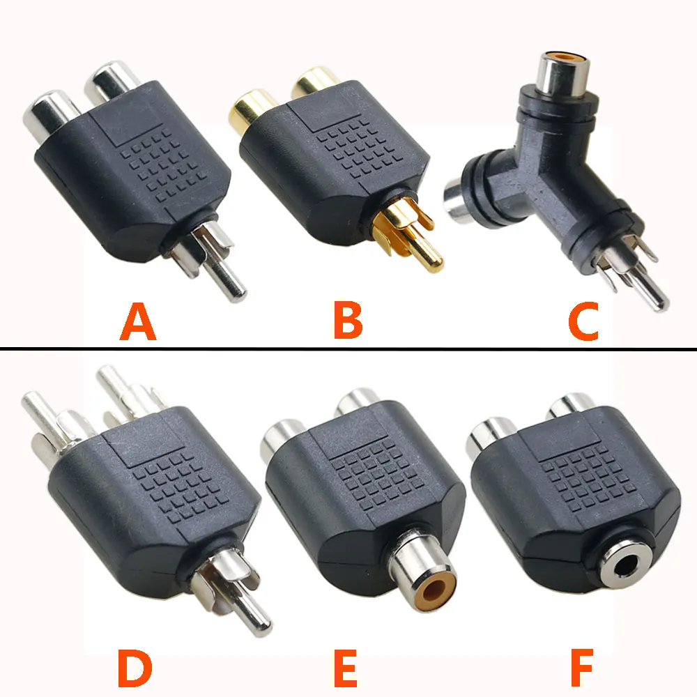 RCA Male Female To 2RCA male Audio connector 3.5mm to RCA Stereo Female Jack Plug Adapter Headphone Y Splitter Audio Adapter