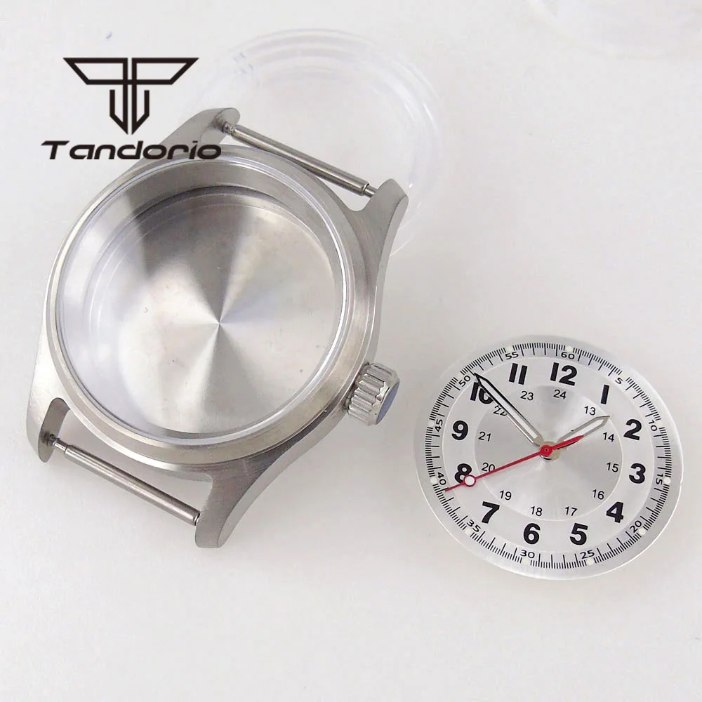 tandorio 36 mm gebürstetes 20-Bar-Tauchfliegeruhrengehäuse aus Edelstahl + 29 mm Zifferblatt + Zeiger, passend für NH35 NH36 NH34 ETA2824 PT5000 ST2130 Uhrwerk 8
