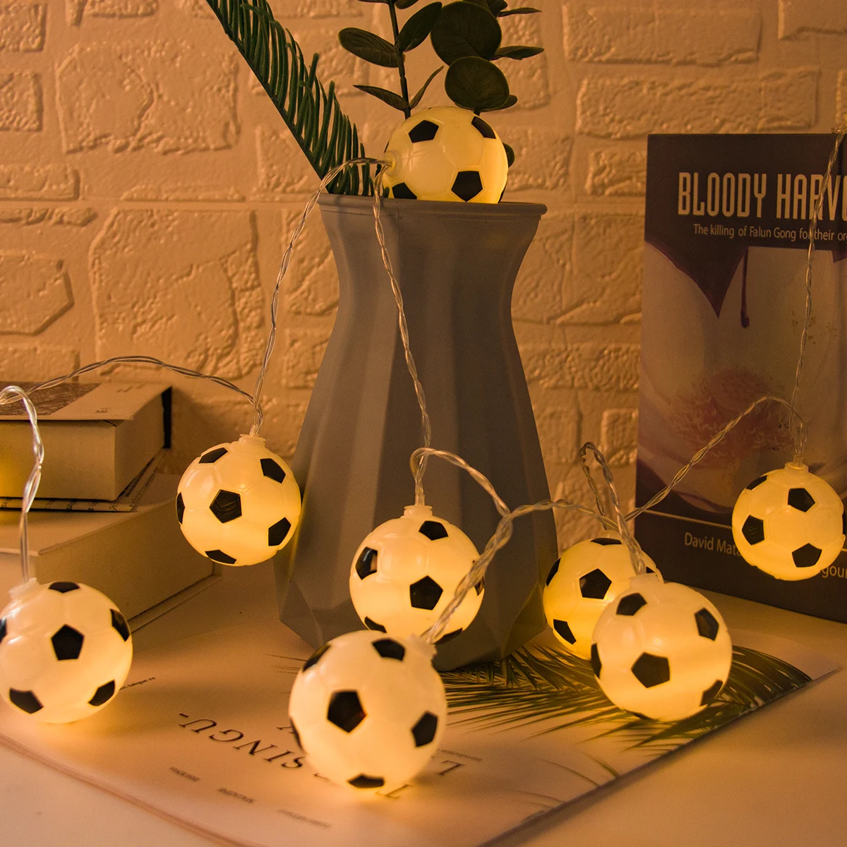 1.5M Soccer Ball String Lights, Battery Operated Football party Decorative Fairy Lights Sports Theme Party Kids boys Room Decor