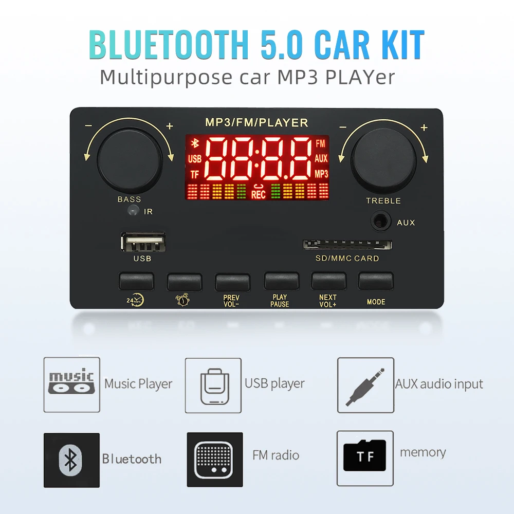 DC 8-23V Bluetooth Decoder Board MP3 Player Call Recording Module 2x40W Amplifier Support Power-off Memory Alarm Clock Function