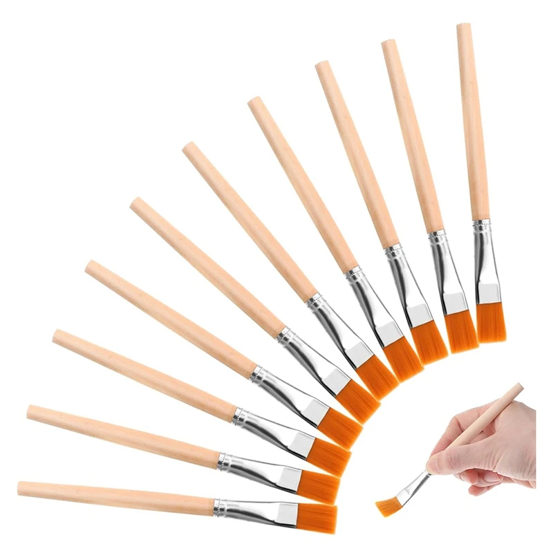 30Pcs Flat Paint Brushes, 3/4 Inch Wood Paint Brush Artist Craft Paint Brushes Watercolor Brush Bulk Painting For Art