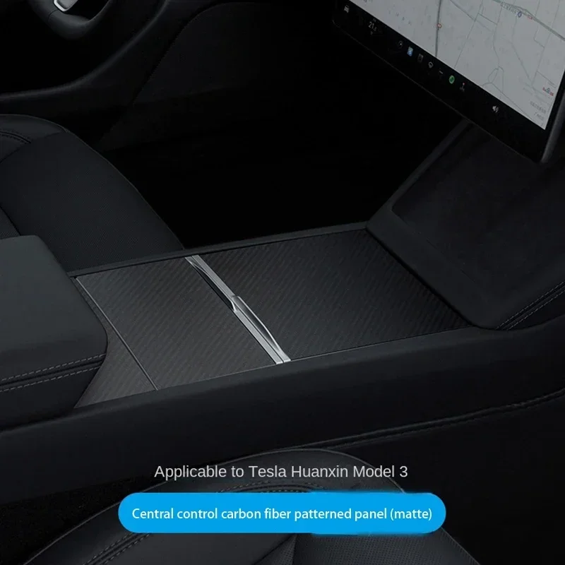 100% Real Carbon Fiber Center Console Cover For Tesla Model 3 2024 Highland Accessories Not Affect Central Control Push-pull Use