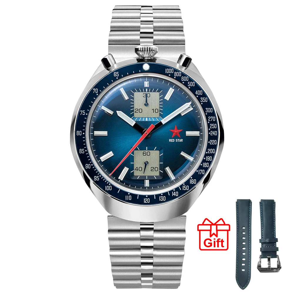 

RED STAR 1963 Chronogaph 42mm Men Super Luminous Original ST1901 Movement Men Mechanical Watch 21 Zuan Clock Pilot Wristwatches