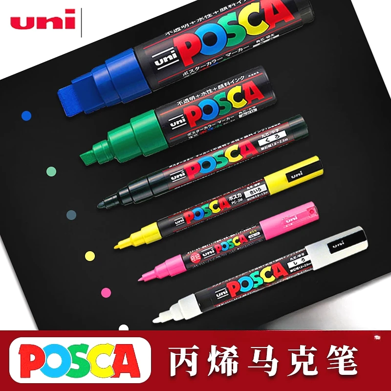 

1 pcs UNI POSCA PC-3M 0.9-1.3mm acrylic marker pen with thin tip CD metal glass comic book drawing color pen Touch mark
