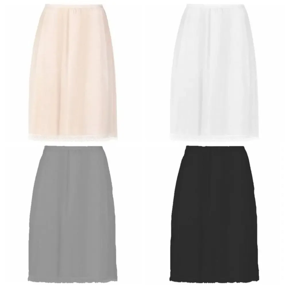 Lace Flower Women Short Petticoat Anti-static Thin Safety Underskirt Slips Pure Color For Girl Half Slips Dress For Girl Summer