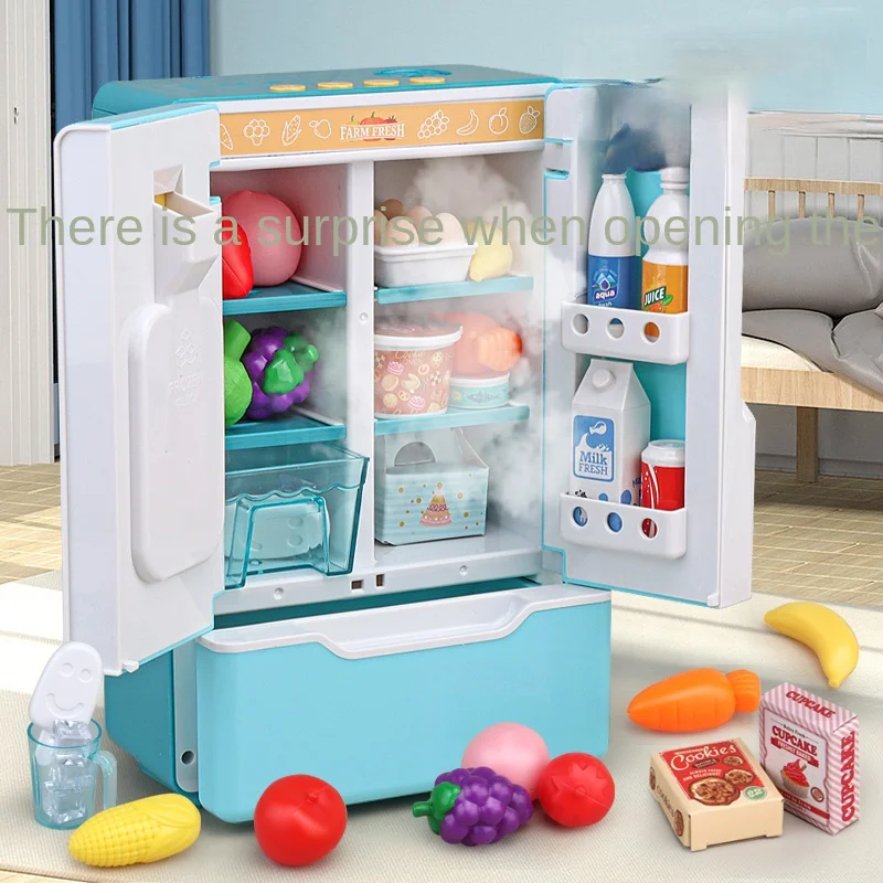 

Yy Children Play House Mini Kitchen Boys and Girls Large Simulation Refrigerator