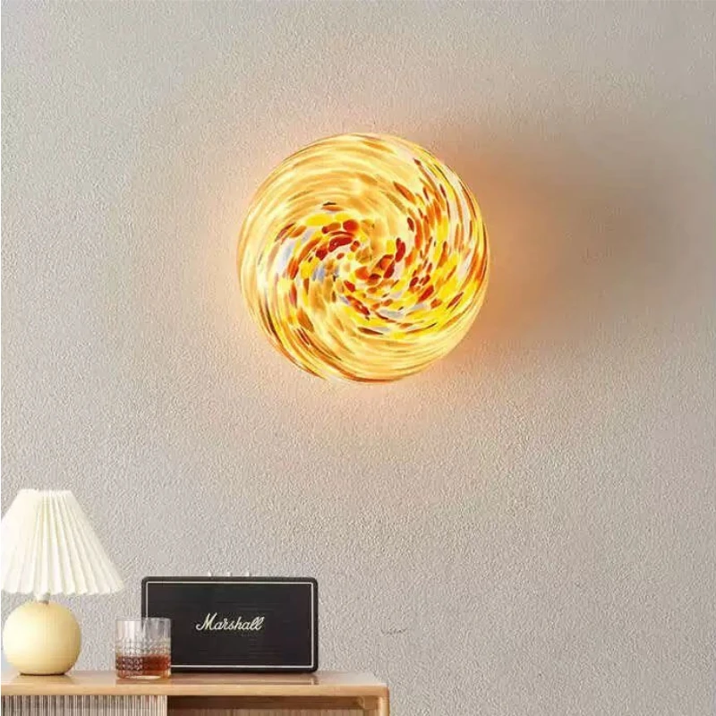 Color Glass Sphere Wall Lamps Modern Minimalist LED Wall Sconces Living Room Homestay Bedroom Corridor Dining Room Light Fitting