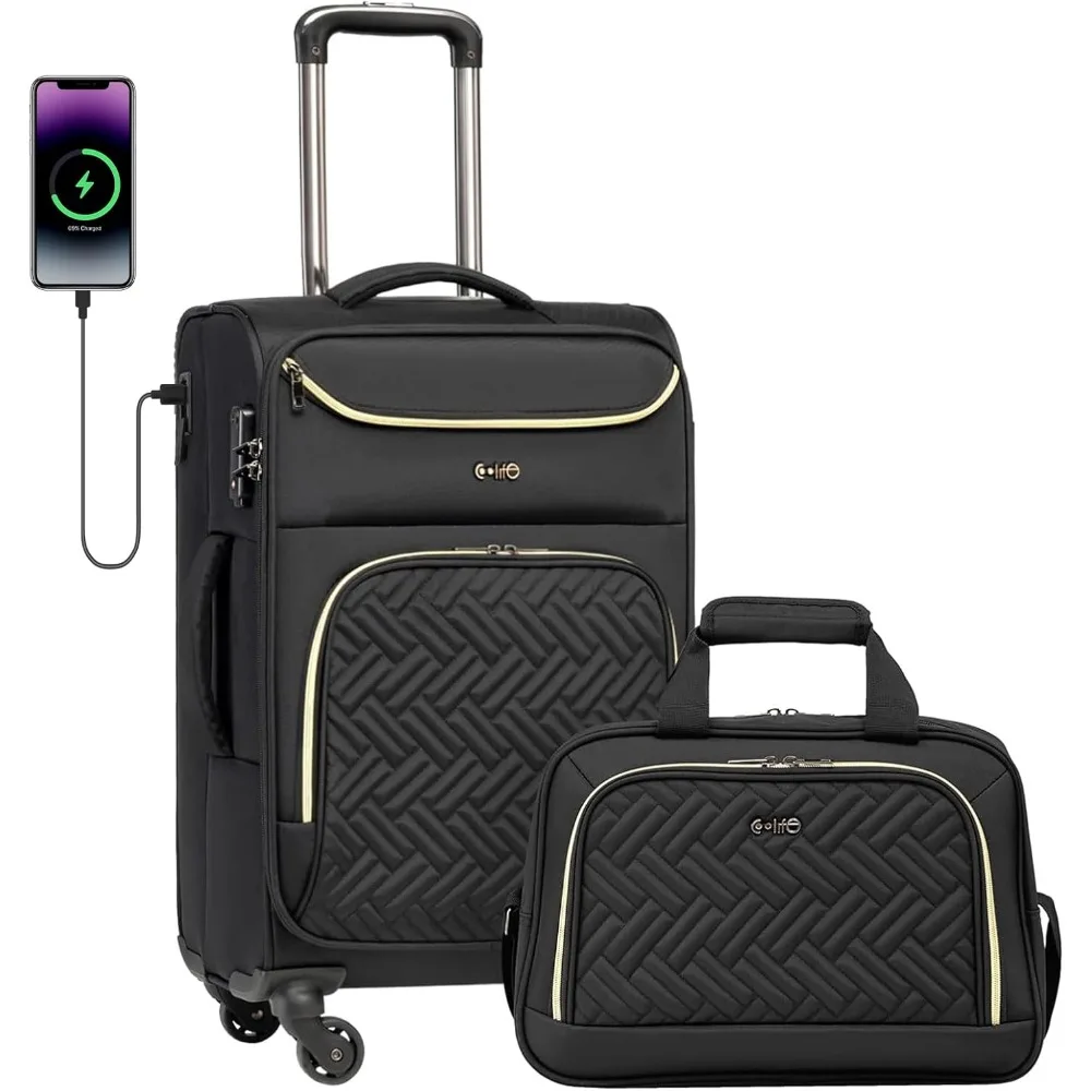 

Luggage Carry,On Luggage Suitcase Softside Wheeled Luggage Lightweight Rolling Travel Bag,Luggag.