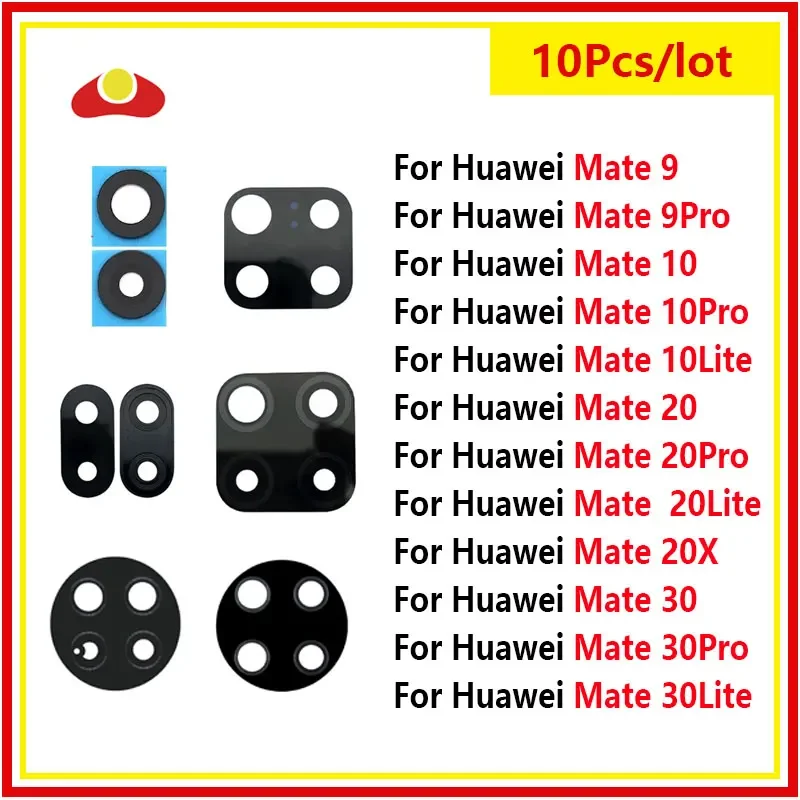 10Pcs For Huawei Mate 30 20 10 9 Pro Mate 30 Lite 20X Back Rear Camera Lens Glass with Adhensive Sticker Replacement Parts