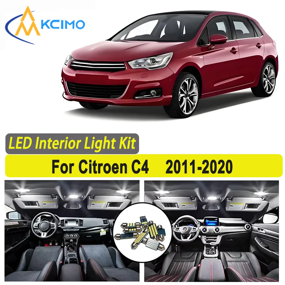 

Kcimo LED For Citroen C4 2011 2012 2013 2014 2015 2016 2017 2018 2019 2020 Premium Bright LED Interior Dome Map Trunk Light Kit