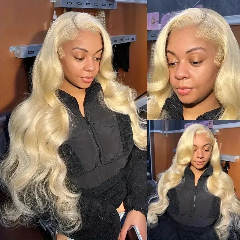 150 Density Blonde 613 Body Wave 13X4 HD Lace Wig Human Hair Front Blonde Color 18 36 Inch Glue-Free Wave Wig