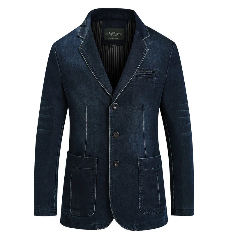 2025 Spring New Denim Suit Men's Casual Loose Denim Suit Jacket