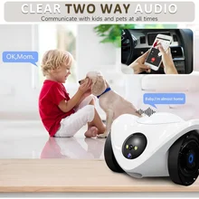 Pet Camera Treat Dispenser, Movable Robot Cam for Dogs Cats, 1080P Indoor Security, 2-Way Talk, 2.4GHz WiFi Only