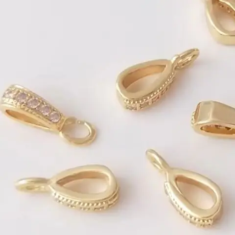 

14K Gold Color Zircon Melon Seed Buckle Pendant Holder DIY Handmade Necklace Clip Jewelry Accessories