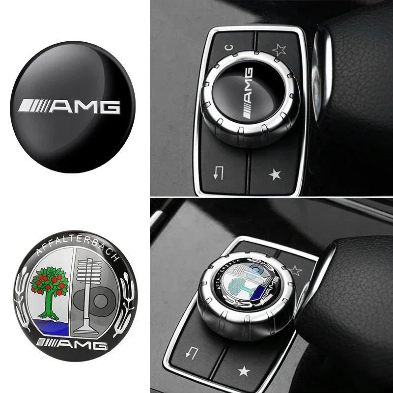 29mm Car Central Control Multimedia Button Cover Trim Knob Sticker For Mercedes Benz AMG GLC C CLA GLA W205 W211 W213 W212 W204