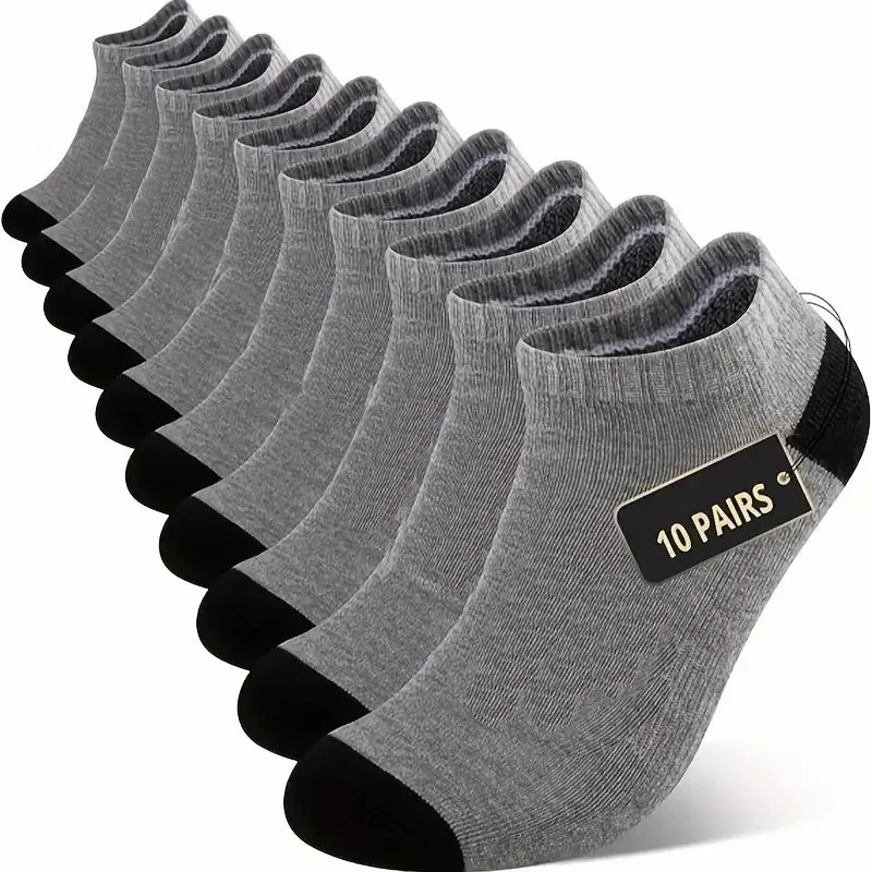 10/30 Pair Neutral Solid Color Low-Top Sports Socks Spring Summer Sweat Absorbing Breathable Comfortable All-Season Leisure Sock view 6