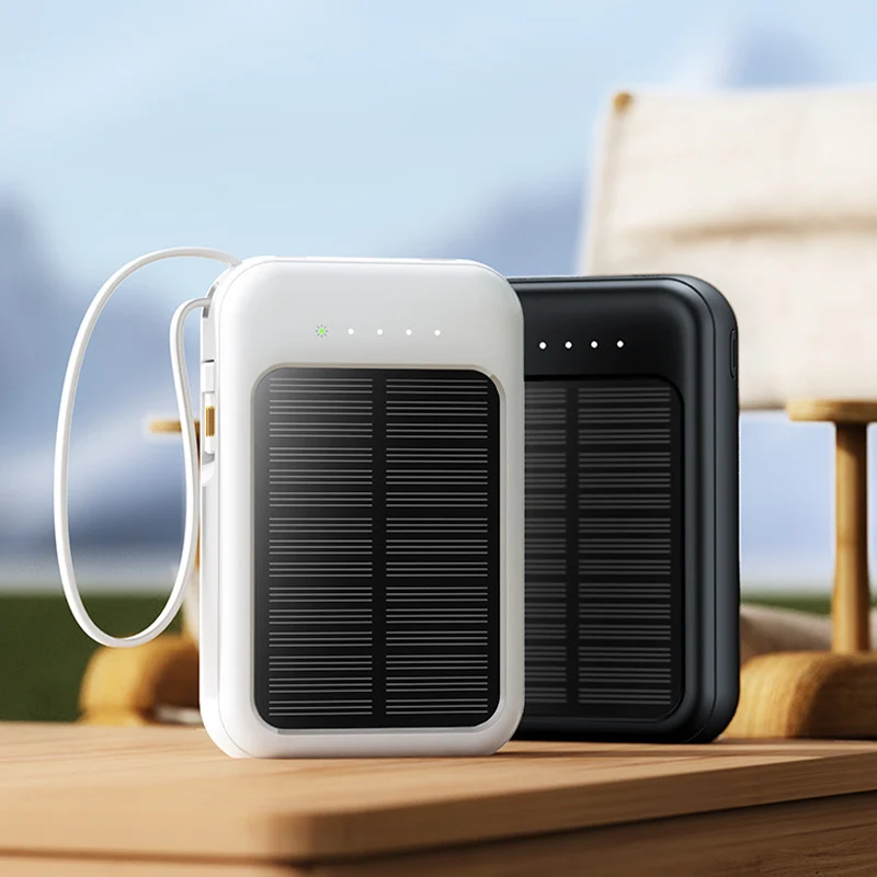 

Multifunction Promotion Gift Small Portable Solar Power Bank Four-wire Charging Power Supply 5000/20000mAh Fast Charging