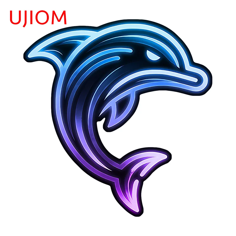 UJIOM Neon Dolphin Wall Sticker Car Motorcycle Fashionable Toolbox Waterproor Vinyl Decal Fit For Laptop Phone Skateboard
