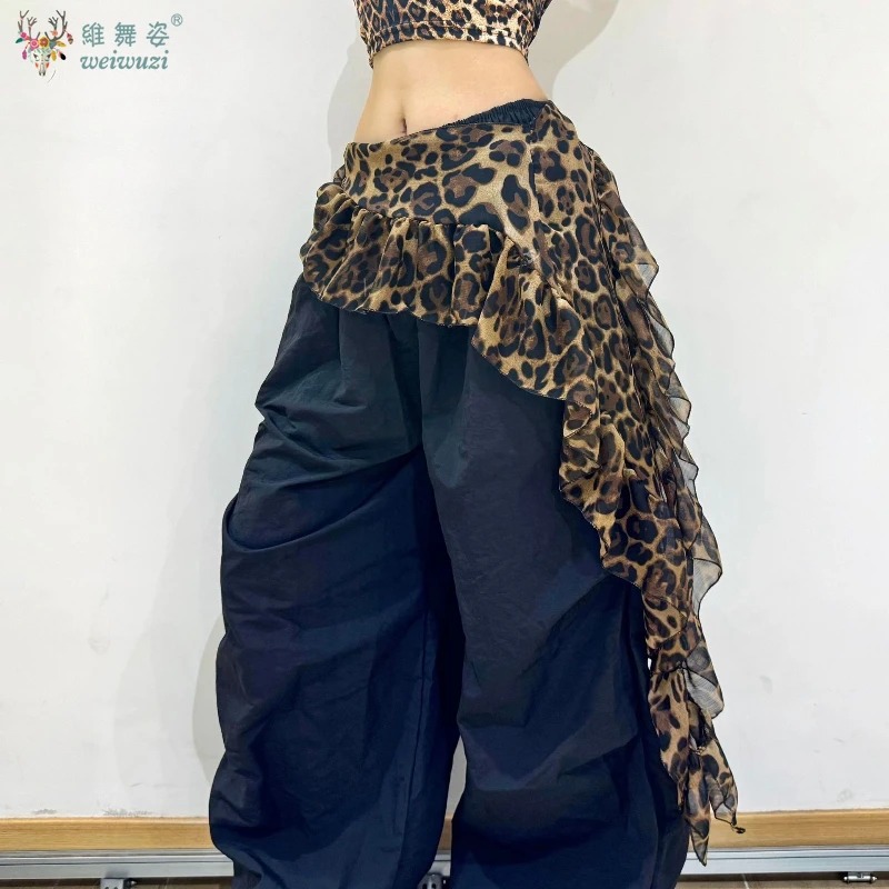 Abbigliamento per danza del ventre per donna Sciarpa per fianchi con stampa leopardata Danza jazz Tenda per scoreggia Sciarpa per pratica di danza orientale per adulti
