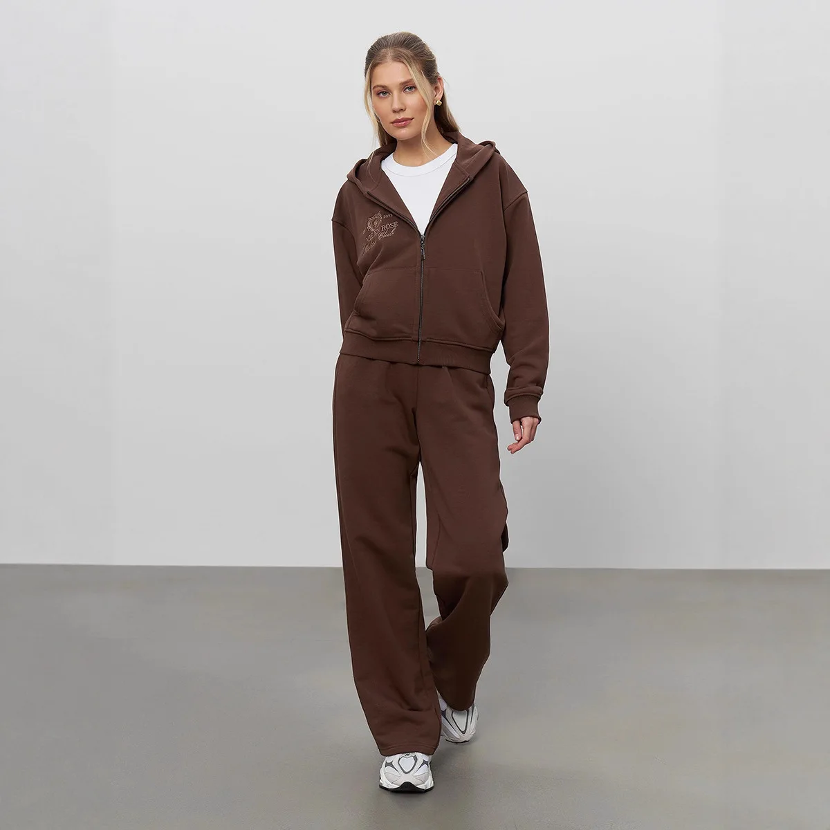 Sudadera con capucha con estampado de letras americanas, pantalones deportivos, traje de otoño e invierno, moda para mujer, conjunto de pantalones anchos con capucha cálida para Festival de Música diaria