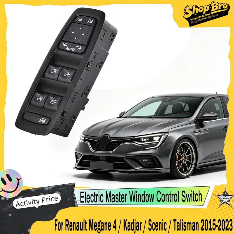 For Renault Megane 4 / Kadjar / Scenic / Talisman 2015-2023, Electric Master Window Control Switch OEM 254012952R, Direct Fit.