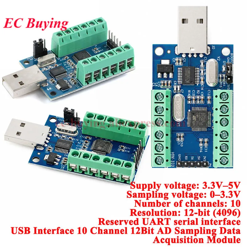 interface-usb-de-12-bits-10-canais-amostragem-de-bits-ad-modulo-de-comunicacao-stm32-uart-33v-5v