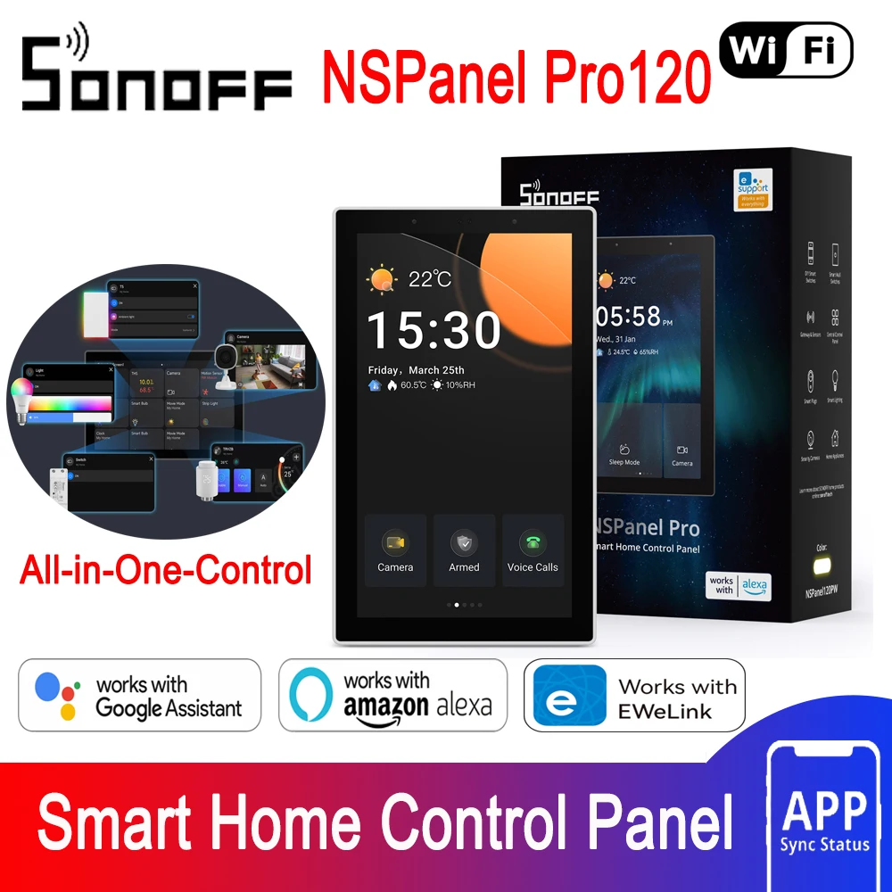 SONOFF NSPanel Pro 120 타입 스마트 홈 컨트롤패널, 스마트 서모스트, 전력 소비, DIY 스위치 모듈, Sonoff 장치 지지대