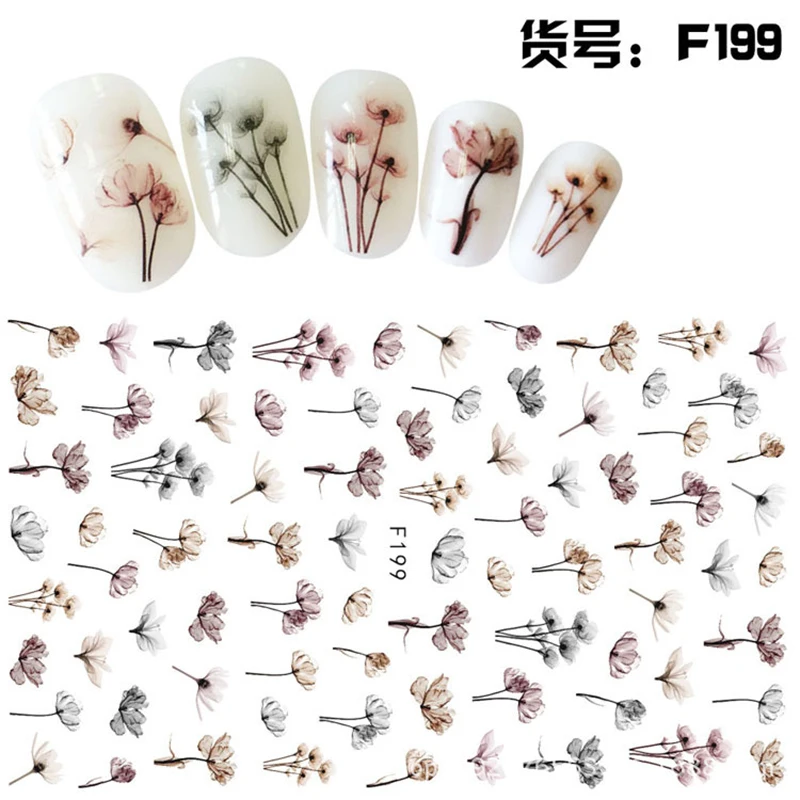 3D Dandelion Peach Blossom Maple Leaf Nail Sticker Nail Art Decoration Color Flower Nail Decal Nail Art Supplies Nail Parts