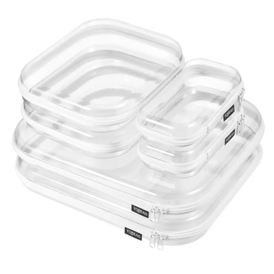 

Clear Hard Shell Zipper Case, 1.2mm Heavy Duty Crush-Proof Diaper Bag Organizer Pouches, TSA Approved Travel Makeup Bag for Toi