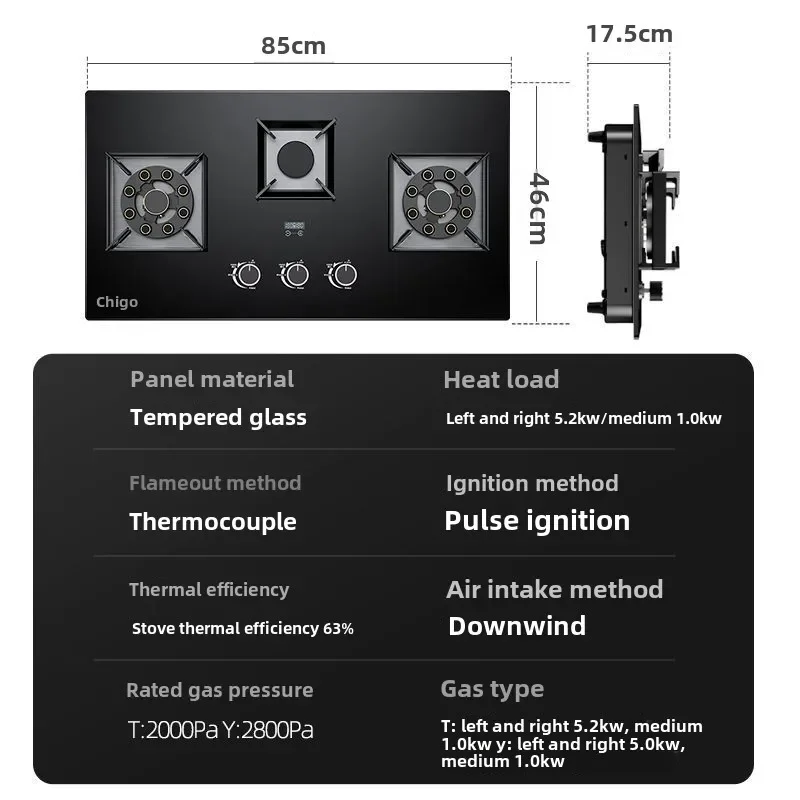 Gas stove household three-eye gas stove natural double stove embedded liquefied gas three-head head