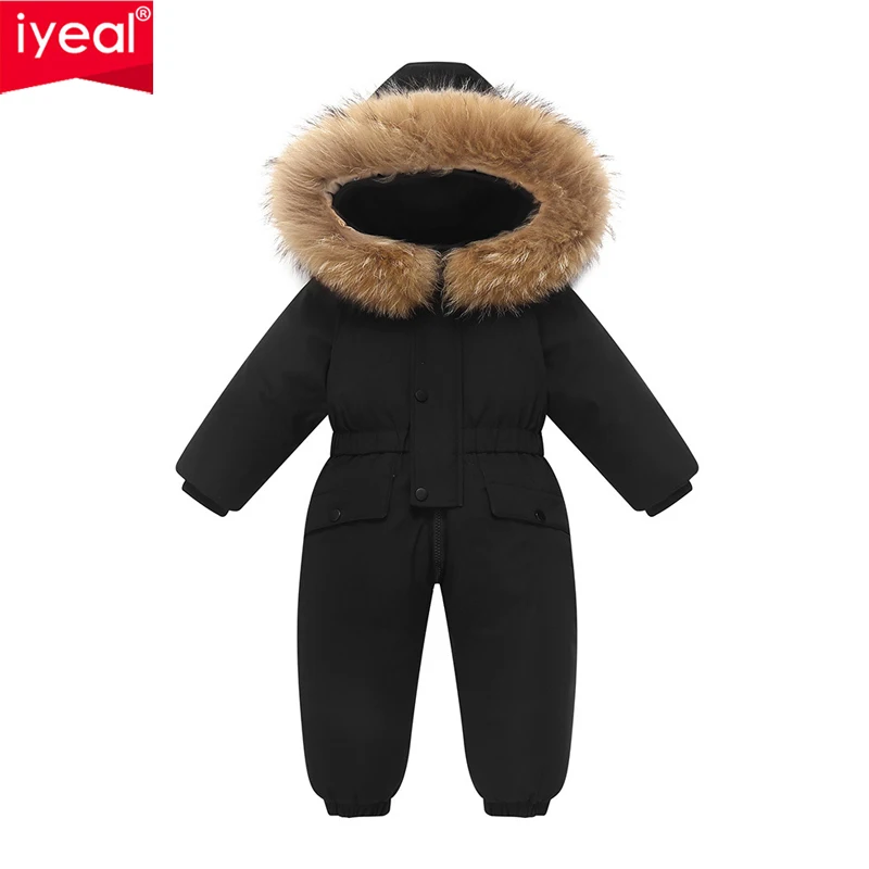 

IYEAL Russian Winter Waterproof Baby Snowsuit 90% Duck Down Jacket For Girls Coats Winter Park for Infant Boy Snowsuit Snow Wear