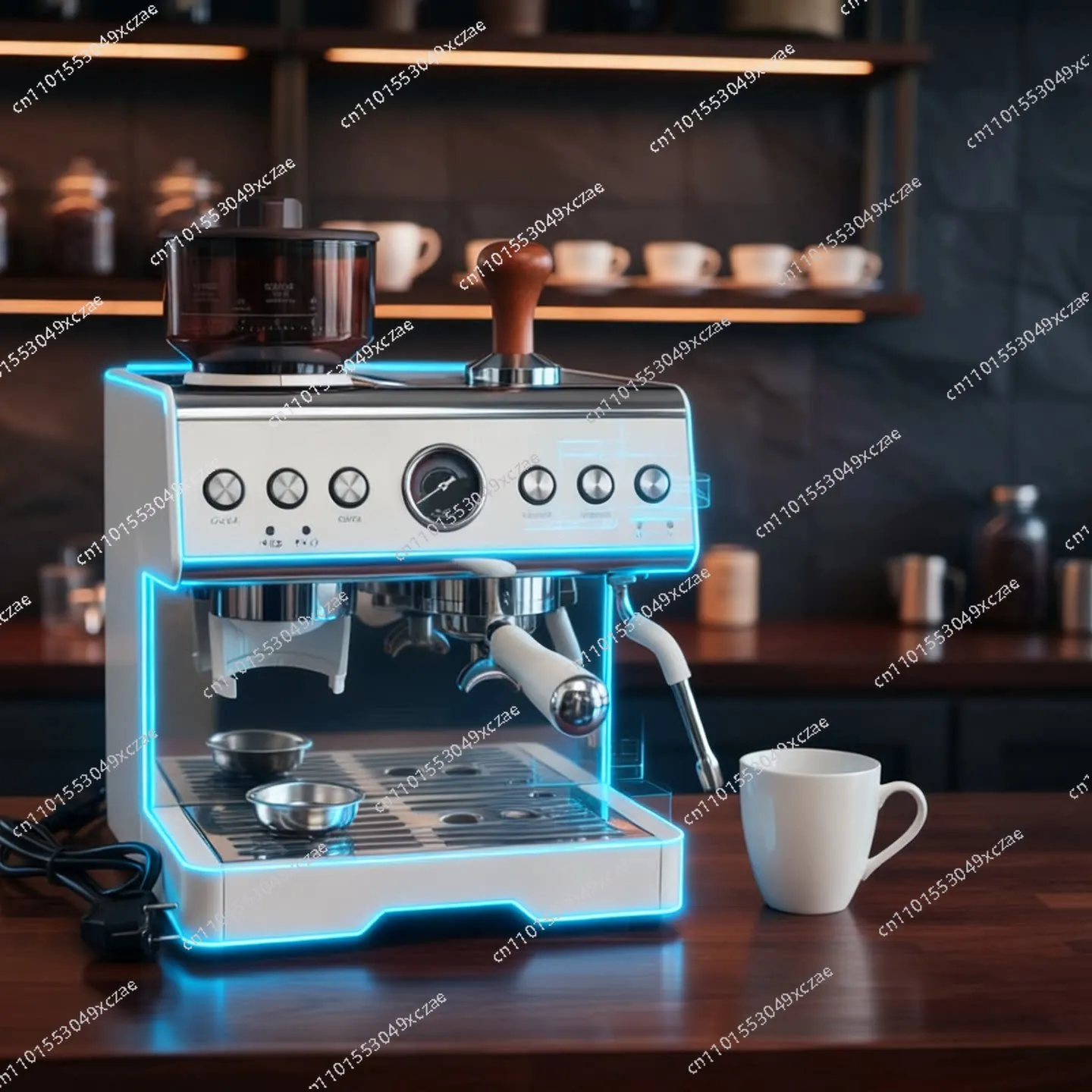 

Freshly ground variable pressure, American-Italian, semi-automatic, commercial household small coffee machine, grinding