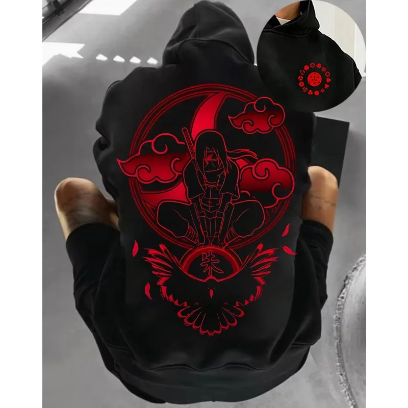 

Наруто Учиха Итачи Шаринган, толстовка большого размера с графическим рисунком, уличная толстовка, женский осенний свитер с длинными рукавами Y2k, топы унисекс