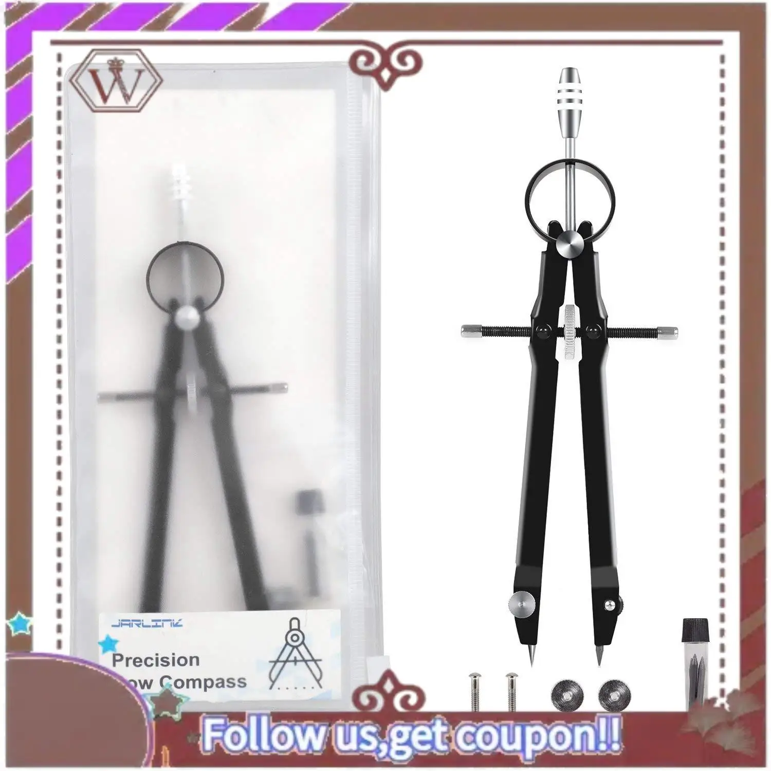 Latest 2 Pcs Compass, Compass Geometry Set With Lock, Math And Precision Compass, Metal And Durable For Solid And Plane Precisio