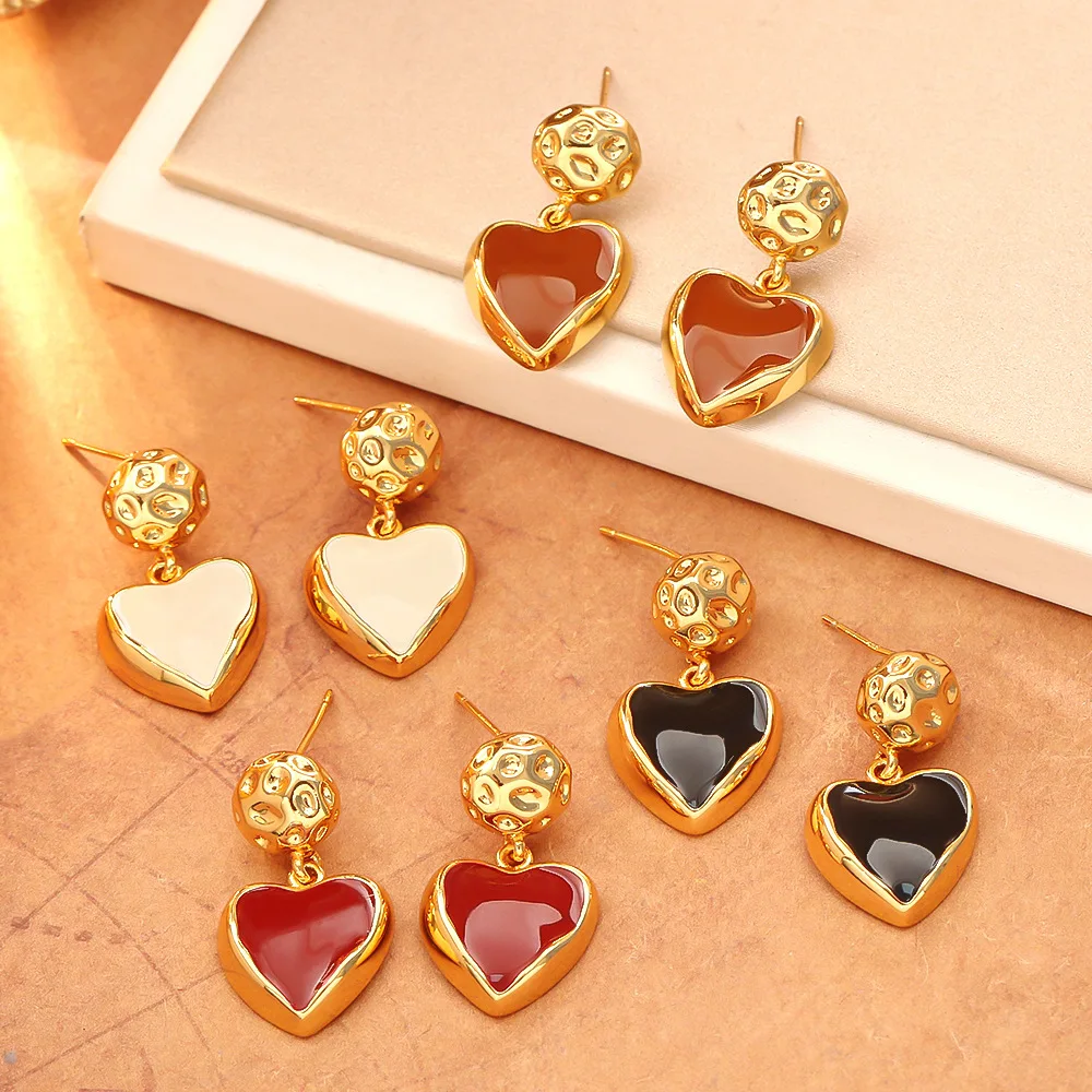 

Irregular glaze love earrings niche light luxury design exquisite versatile earrings high-end simple temperament earrings