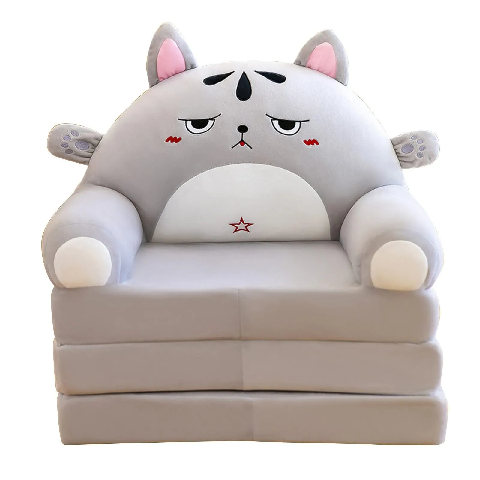 Plush Sofa Backrest Armchair 2 In 1 Foldable Cute Cartoon Lazy Sofa Children Flip Open Sofa Bed For Bedroom Folding Sofa Bed